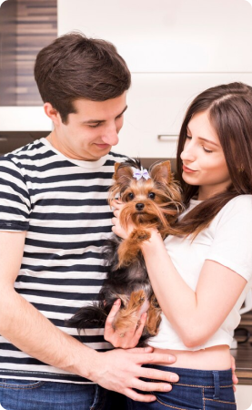 Couple and dog